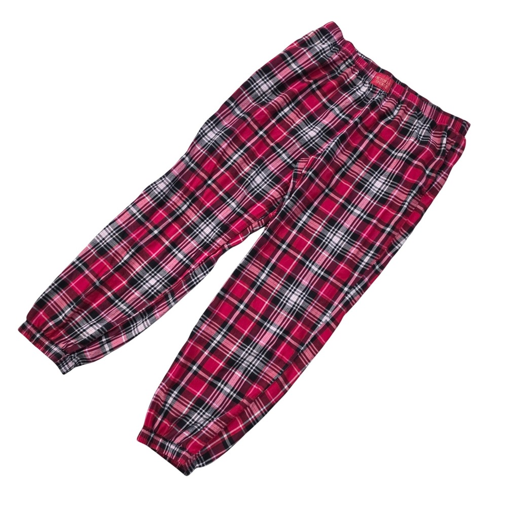 Victoria's Secret Red Plaid Pajama Jogger Pants Women's Medium Metallic Shimmer
